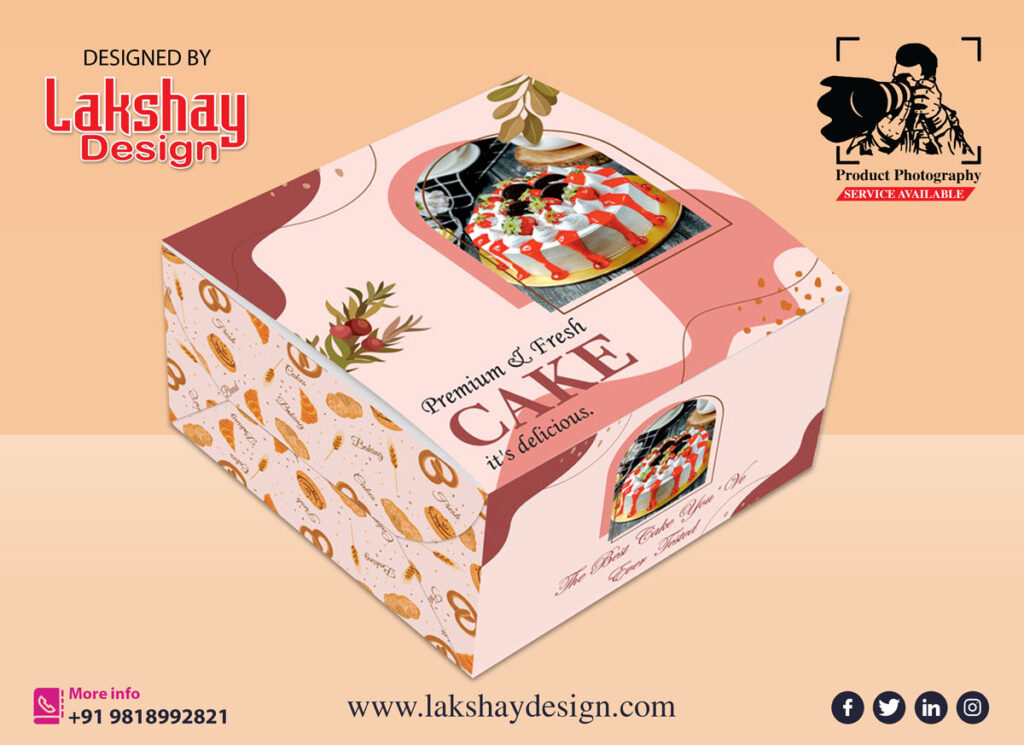 Conceptual premium cake box design focusing on aesthetics and durability for retail display