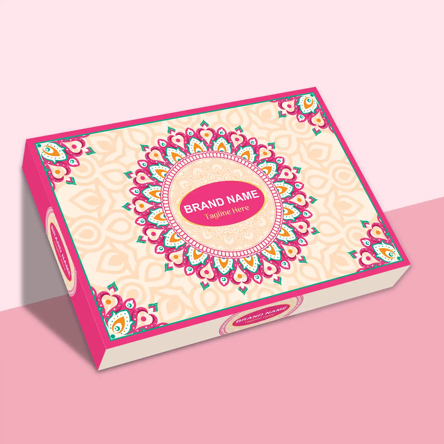 Classic mithai box packaging design for sweet shop branding