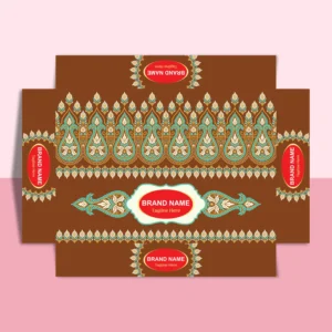 LD195 Premium Sweet Box Packaging Design Template with Traditional Paisley Pattern for Mithai and Dry Fruit Packaging