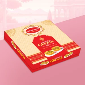 Premium Ghewar Box Design GSLD 2002 – Festive Mithai Packaging Design for Sweet Shops by Lakshay Design