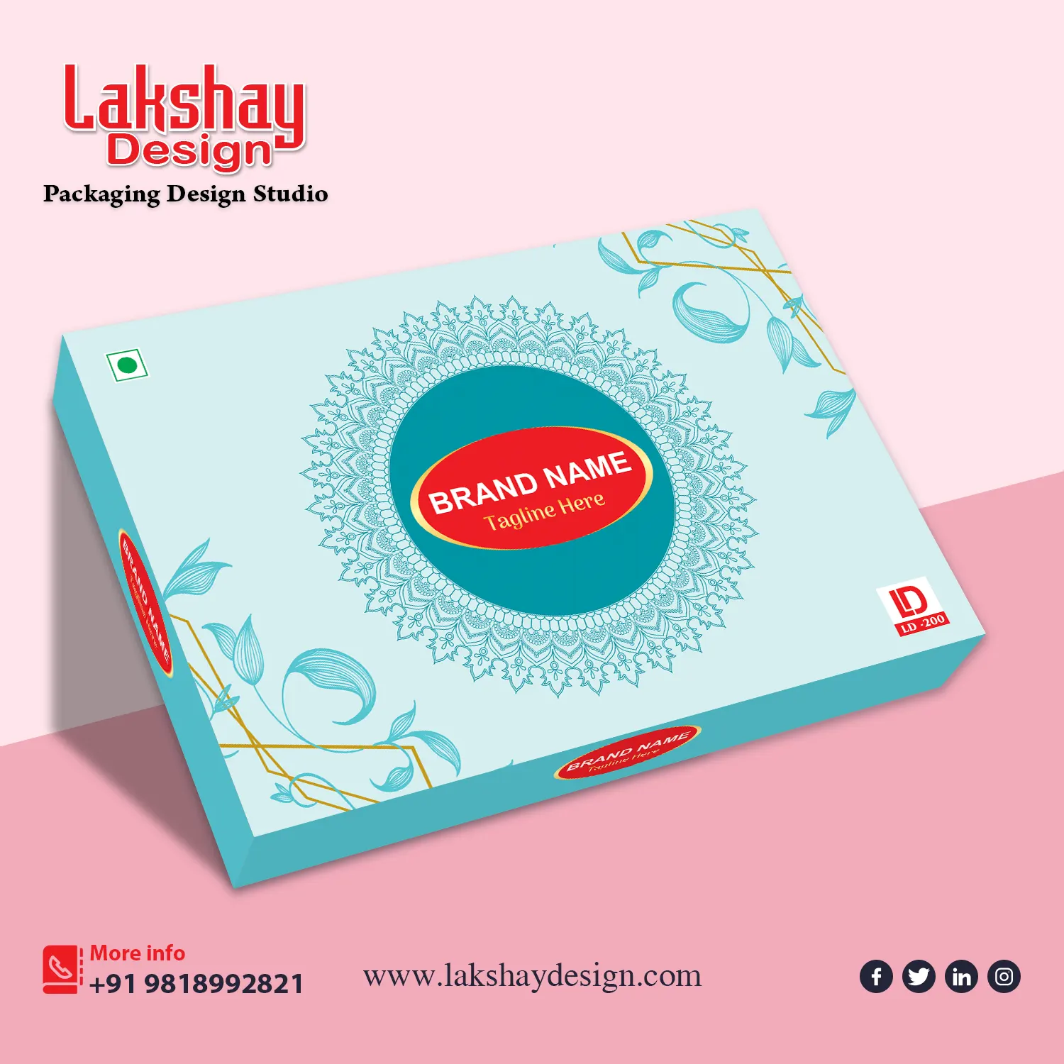 Luxury Indian sweets box design template with golden decorative patterns, ideal for wedding sweets, festive gifting, and premium confectionery branding.