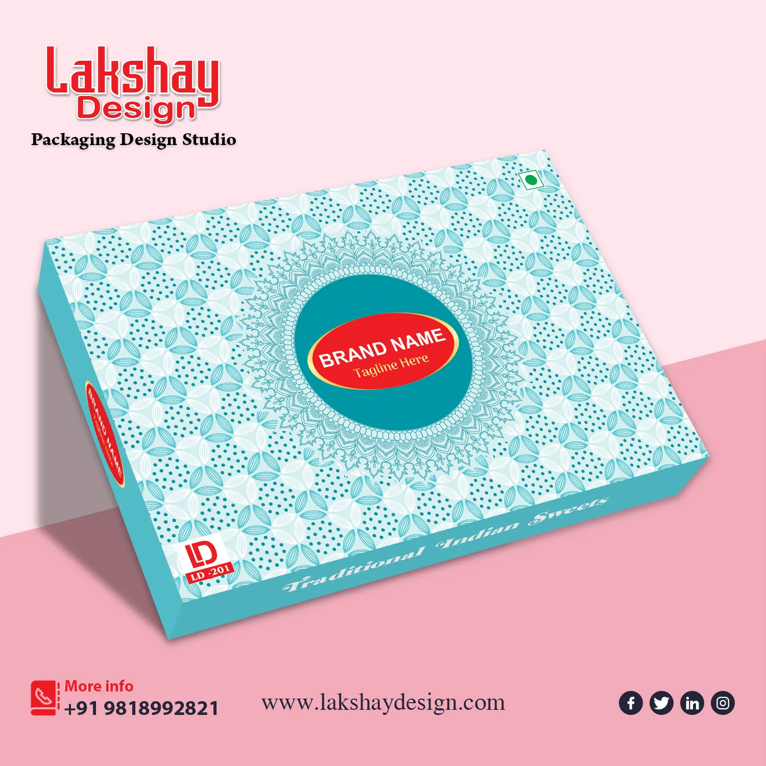 Festive themed sweet box packaging design template featuring traditional motifs, perfect for Diwali sweets, dry fruits, and celebration gift packaging.
