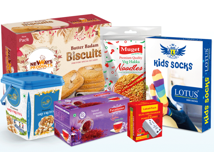“Creative Packaging Designs for Food, Fashion & Consumer Products | Lakshay Design” “Premium product packaging designs by Lakshay Design showcasing food boxes, dry fruit containers, noodle packs, socks packaging, saffron boxes, and electronics packaging for multiple industries.”